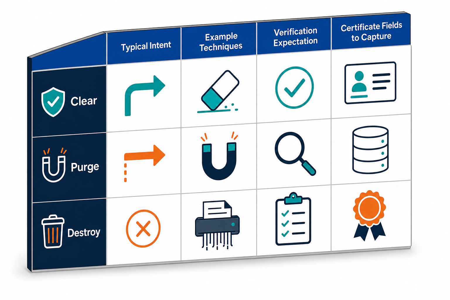 Decision Table Graphic On White Backgrou — Nist 800 88 Secure It Asset Disposal Prove Data Destroyed