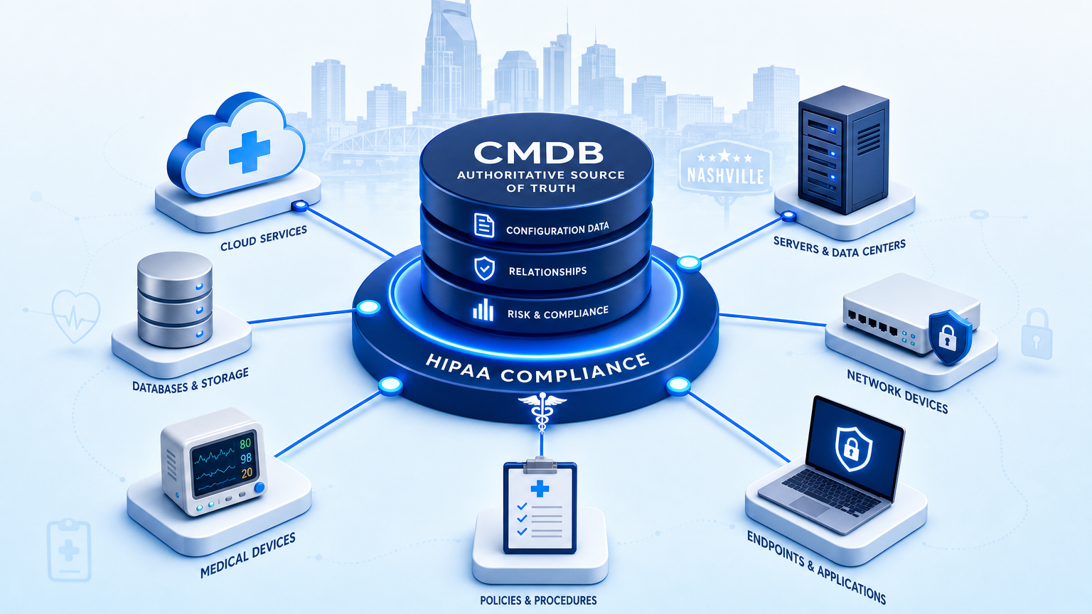 DOES HIPAA COMPLIANCE VIA CMDB FOR HEALTHCARE COMPANIES IN NASHVILLE START WITH ASSETS?
